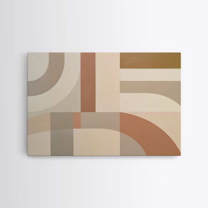 Soft Beige Geometric Abstraction Framed Canvas Print, Scandinavian Art, Modern Wall Art, Living Room Decor, Fine Art, Nordic, SCA-3x2-7
