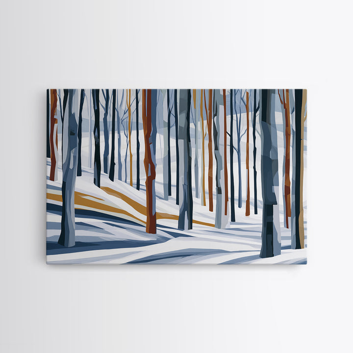 Snowy Nordic Forest Framed Canvas Print, Scandinavian Art, Decor, Living Room Decor, Fine Art, Nordic, Printable Art, SCA-3x2-77