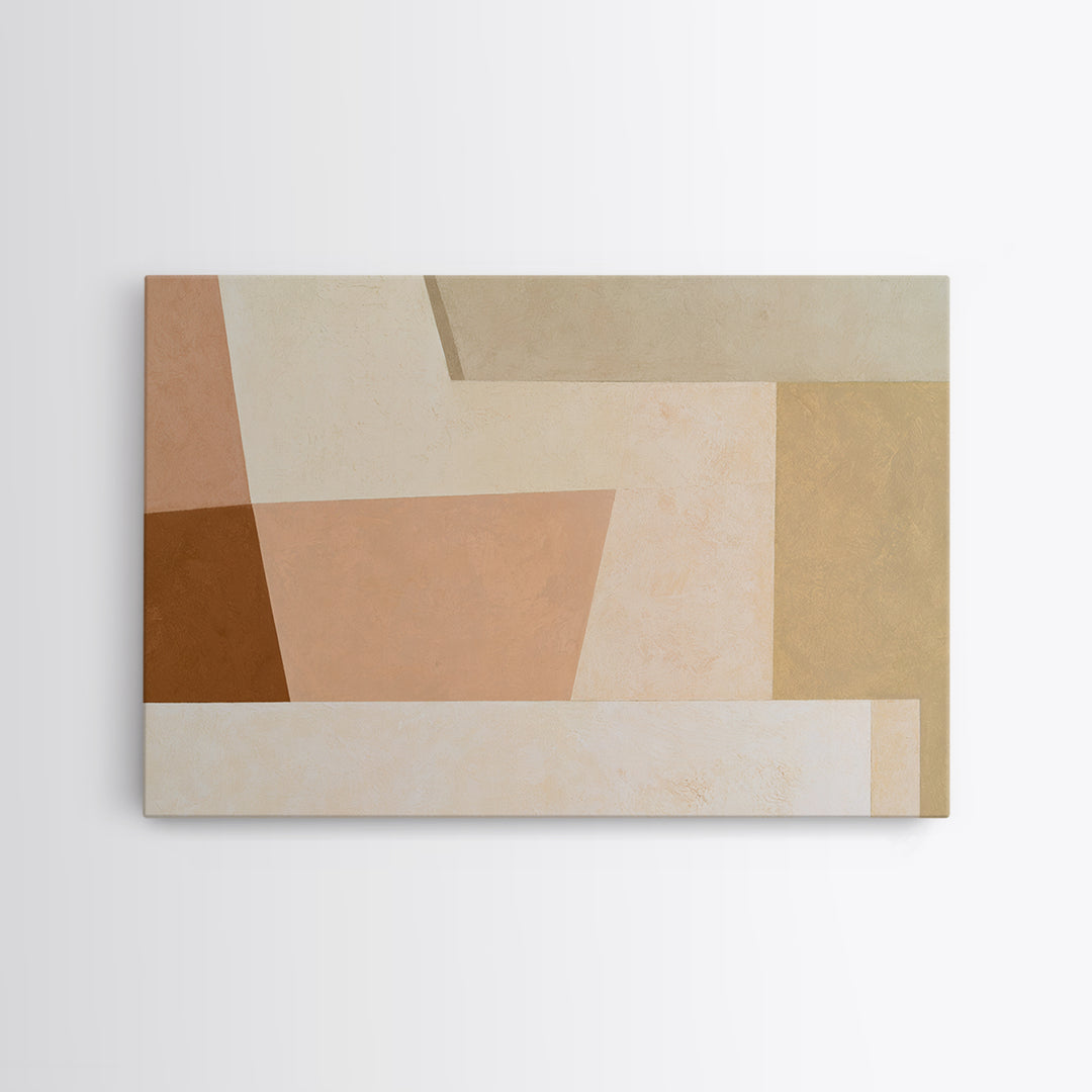Soft Beige Geometric Abstraction Framed Canvas Print, Scandinavian Art, Living Room Decor, Abstract Art, Nordic, SCA-3x2-79