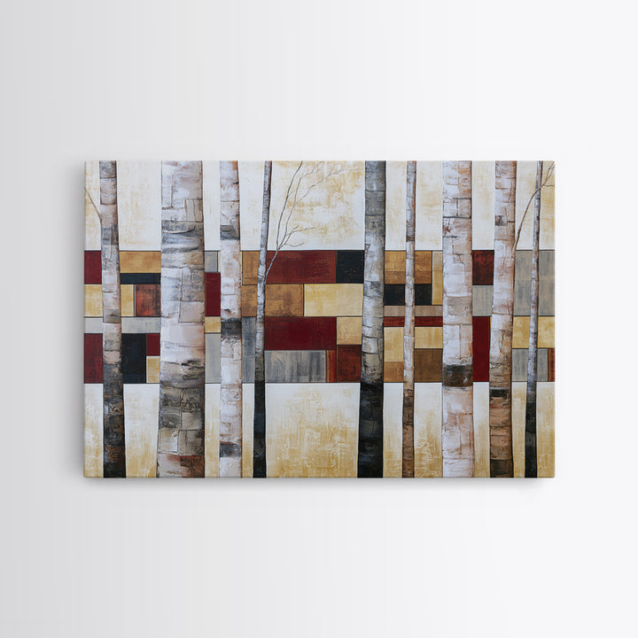 Birch Tree Trunks Framed Canvas Print, Scandinavian Art, Wall Art, Living Room Decor, Fine Art, Nordic, Large Wall Art, SCA-3x2-85