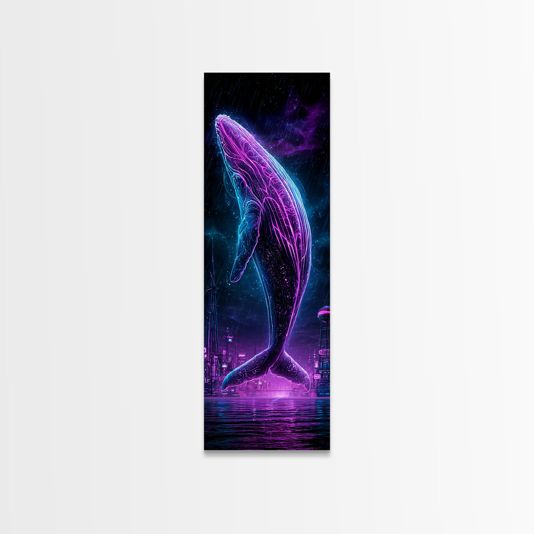 Cosmic Whale Swimming Through Deep Space Canvas Print, Scifi Art, Fantasy Art, Living Room Decor, Fine Art, Orbit, SCI-1x3-100