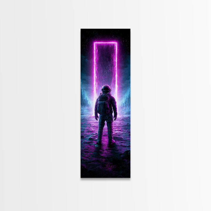 Astronaut Standing Before a Glowing Monolith Canvas Print, Scifi Art, Gallery Decor, Living Room Decor, Fine Art, Orbit, SCI-1x3-38