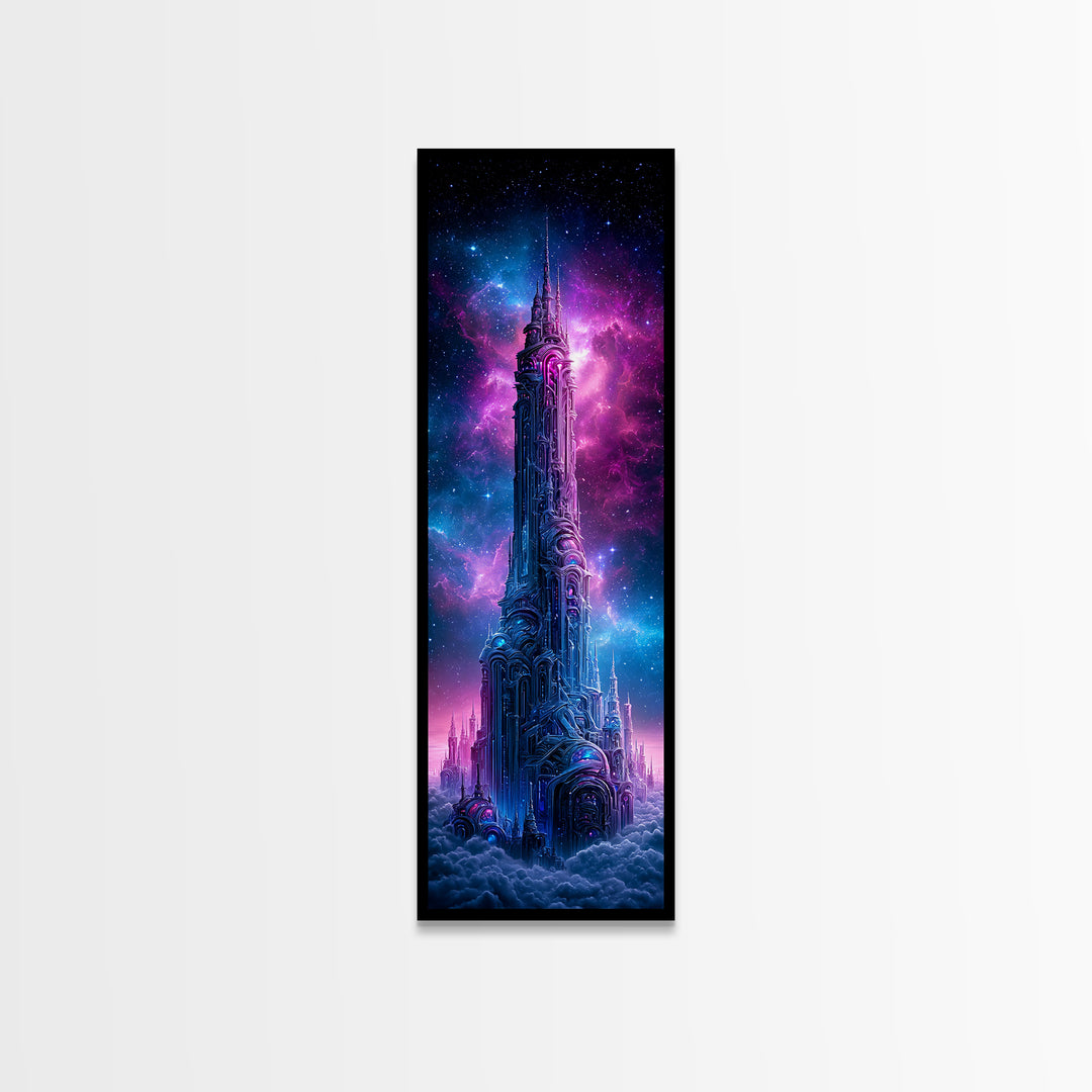 Starship Cockpit View of Nebula Clouds Framed Canvas Print, Scifi Art, Gallery Decor, Living Room Decor, Fine Art, Orbit, SCI-1x3-71
