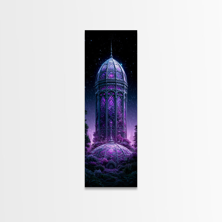 Futuristic Botanical Dome Framed Canvas Print, Scifi Art, Living Room Art, Living Room Decor, Oil Painting, Orbit, Space Poster, SCI-1x3-84