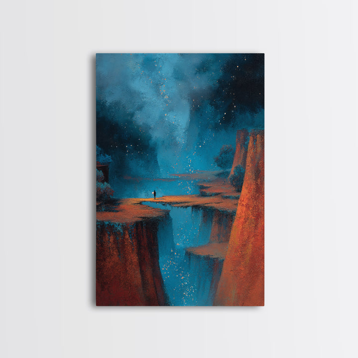Planetary Sunrise over Ice Cliffs Framed Canvas Print, Scifi Art, Canvas Wall Art, Living Room Decor, Fine Art, Orbit, SCI-2x3-78