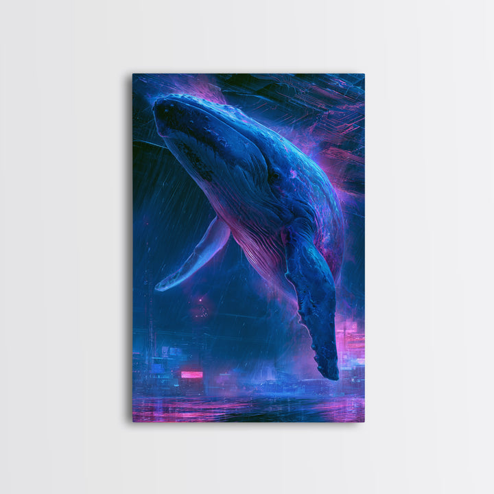 Cosmic Whale Swimming Through Deep Space Canvas Print, Scifi Art, Pop Art, Living Room Decor, Fine Art, Orbit, Gallery Decor, SCI-2x3-96