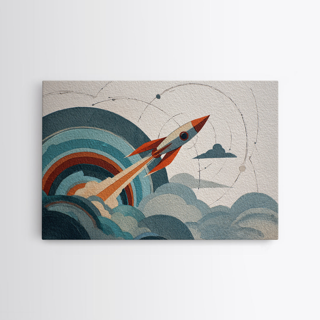 Abandoned Spacecraft Overgrown Canvas Print, Scifi Art, Pop Art, Living Room Decor, Orbit, Gallery Decor, Neutral Decor, SCI-3x2-38