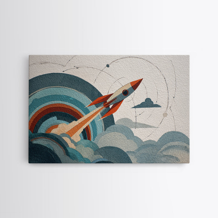 Abandoned Spacecraft Overgrown Canvas Print, Scifi Art, Pop Art, Living Room Decor, Orbit, Gallery Decor, Neutral Decor, SCI-3x2-38
