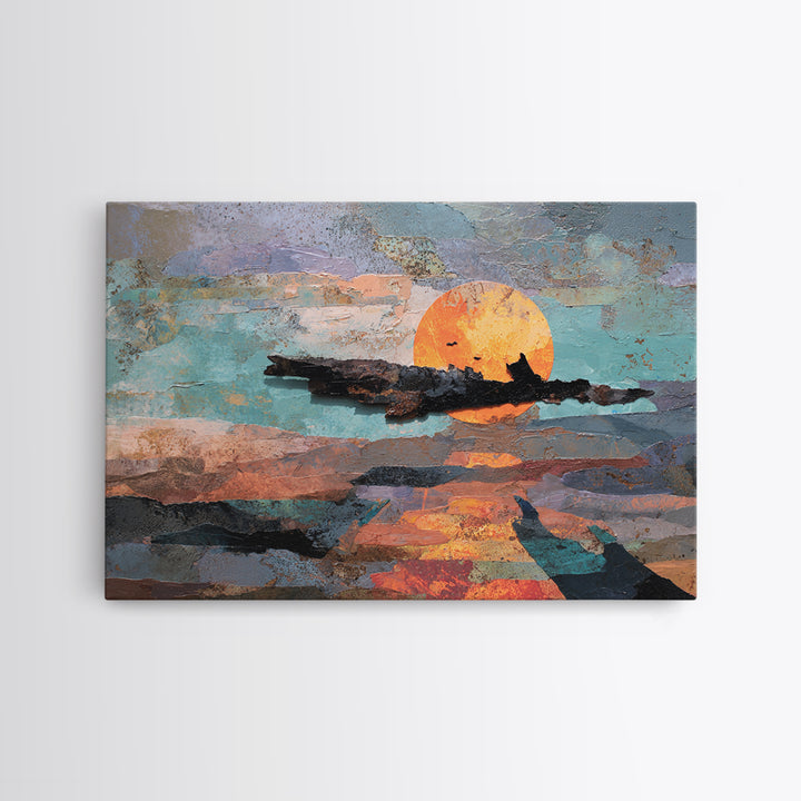 Alien Ocean with Two Moons Canvas Print, Scifi Art, Boho Decor, Living Room Decor, Fine Art, Orbit, Wall Decor, Posters, SCI-3x2-89