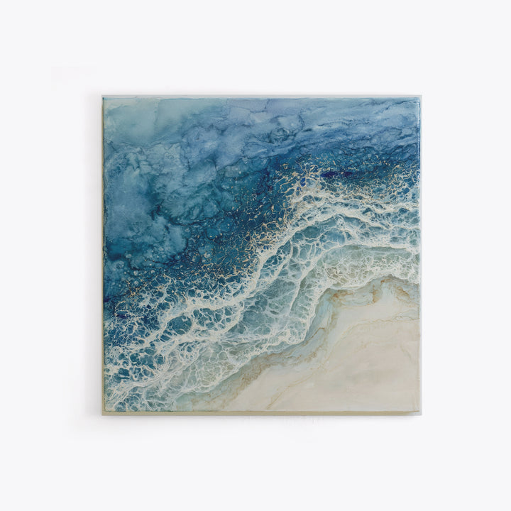 Ocean Foam Patterns from Above Canvas Print, Seascape Art, Wall Art Print, Coastal Decor, Watercolor Art, Seascape, SEA-1x1-60