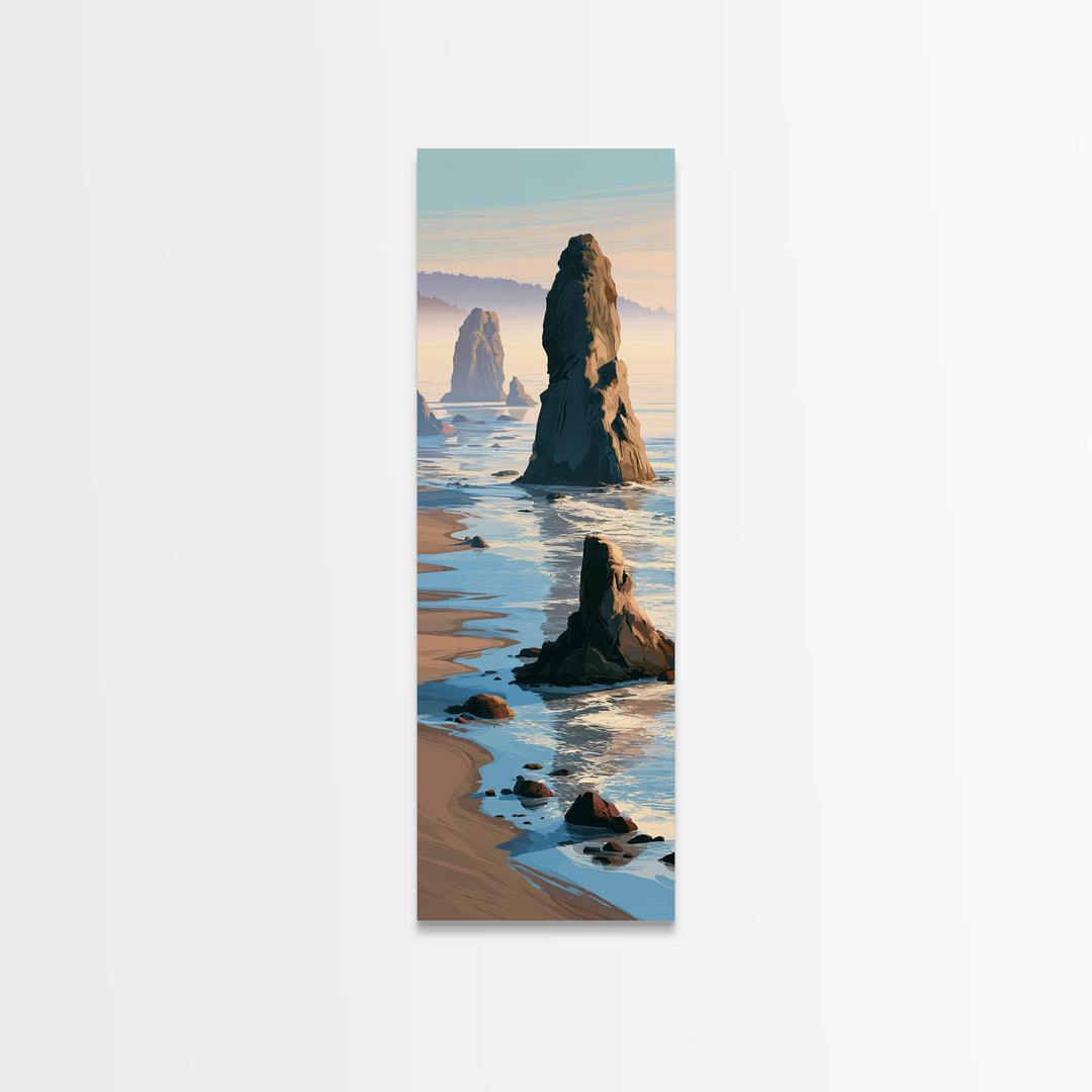 Sea Stack Rocks Canvas Print, Seascape Art, Original Art, Coastal Decor, Oil Painting, Seascape, Living Room Wall Art, SEA-1x3-55