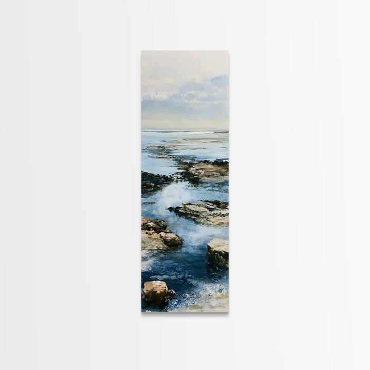 Rocky Tidepool with Reflections Canvas Print, Seascape Art, Coastal Wall Art, Coastal Decor, Fine Art, Seascape, Luxury Decor, SEA-1x3-95
