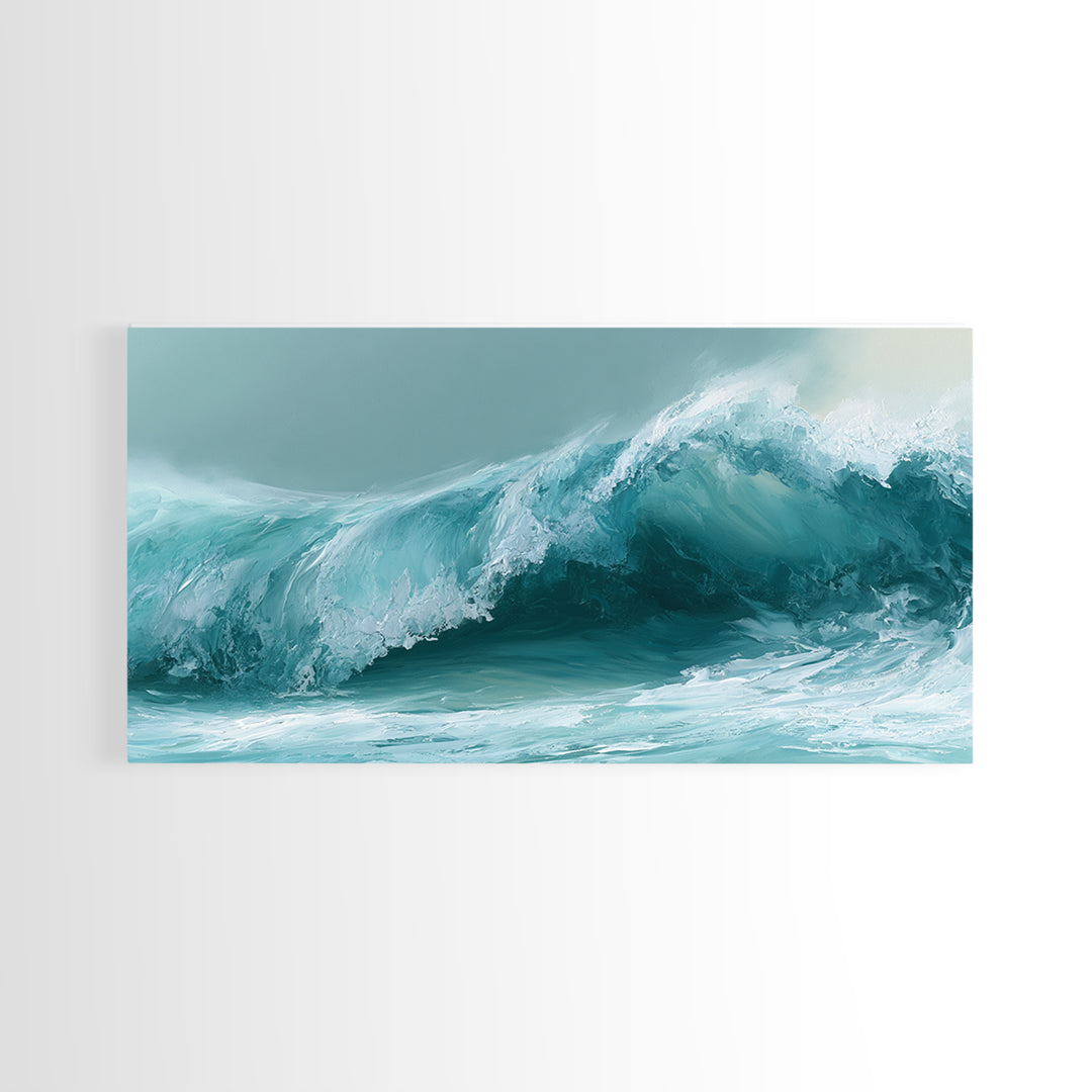Abstract Wave Curl Framed Canvas Print, Seascape Art, Original Art, Coastal Decor, Fine Art, Seascape, Living Room Wall Art, SEA-2x1-3