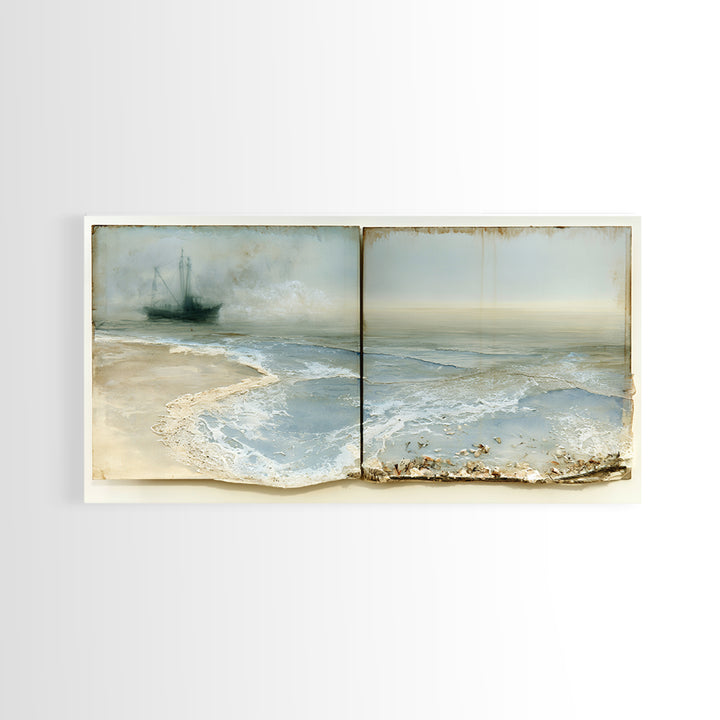 Fishing Boat Silhouette Canvas Print, Seascape Art, Wall Art, Coastal Decor, Fine Art, Seascape, Abstract Art, Bedroom Decor, SEA-2x1-82