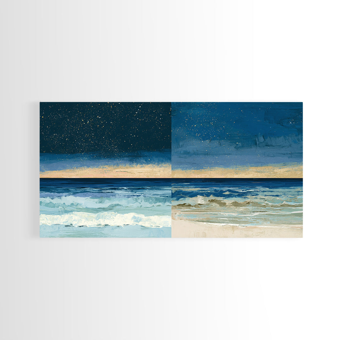 Deep Indigo Night Sea Canvas Print, Seascape Art, Original Art, Coastal Decor, Fine Art, Seascape, Living Room Wall Art, SEA-2x1-89