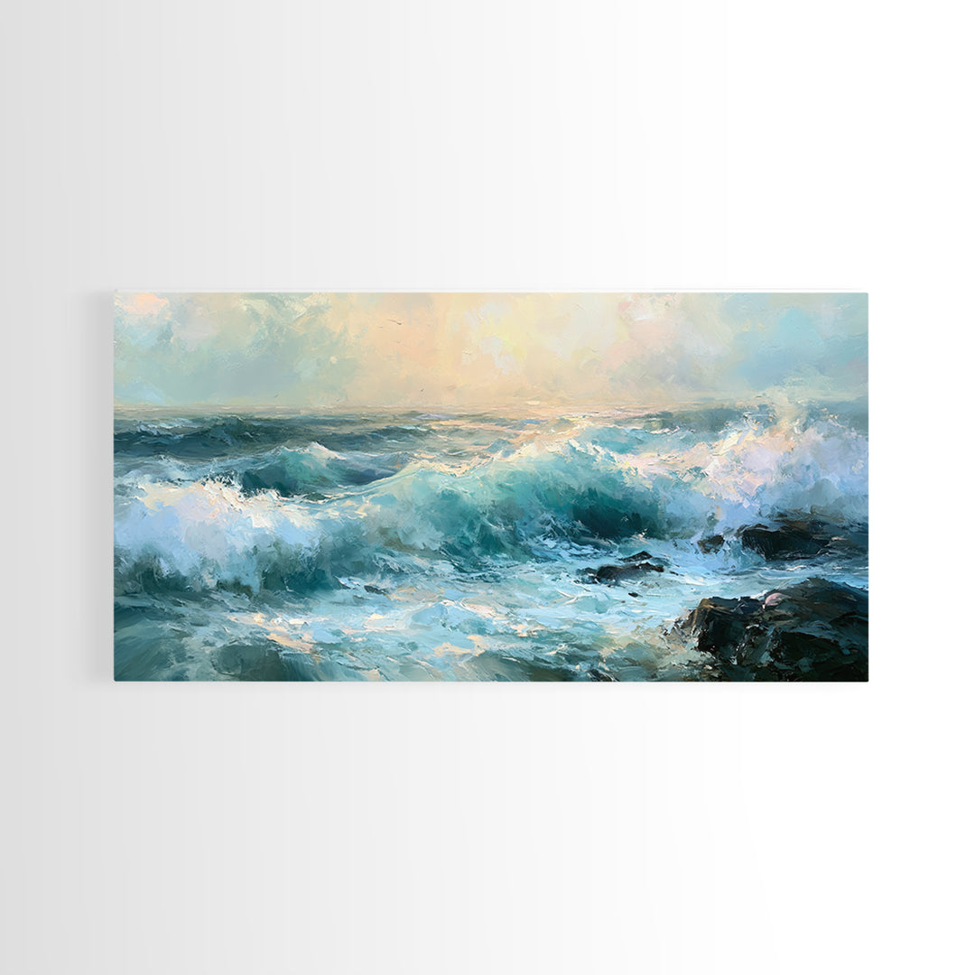 Storm Waves Crashing Canvas Print, Seascape Art, Canvas Wall Art, Coastal Decor, Fine Art, Seascape, Bedroom Wall Art, SEA-2x1-93