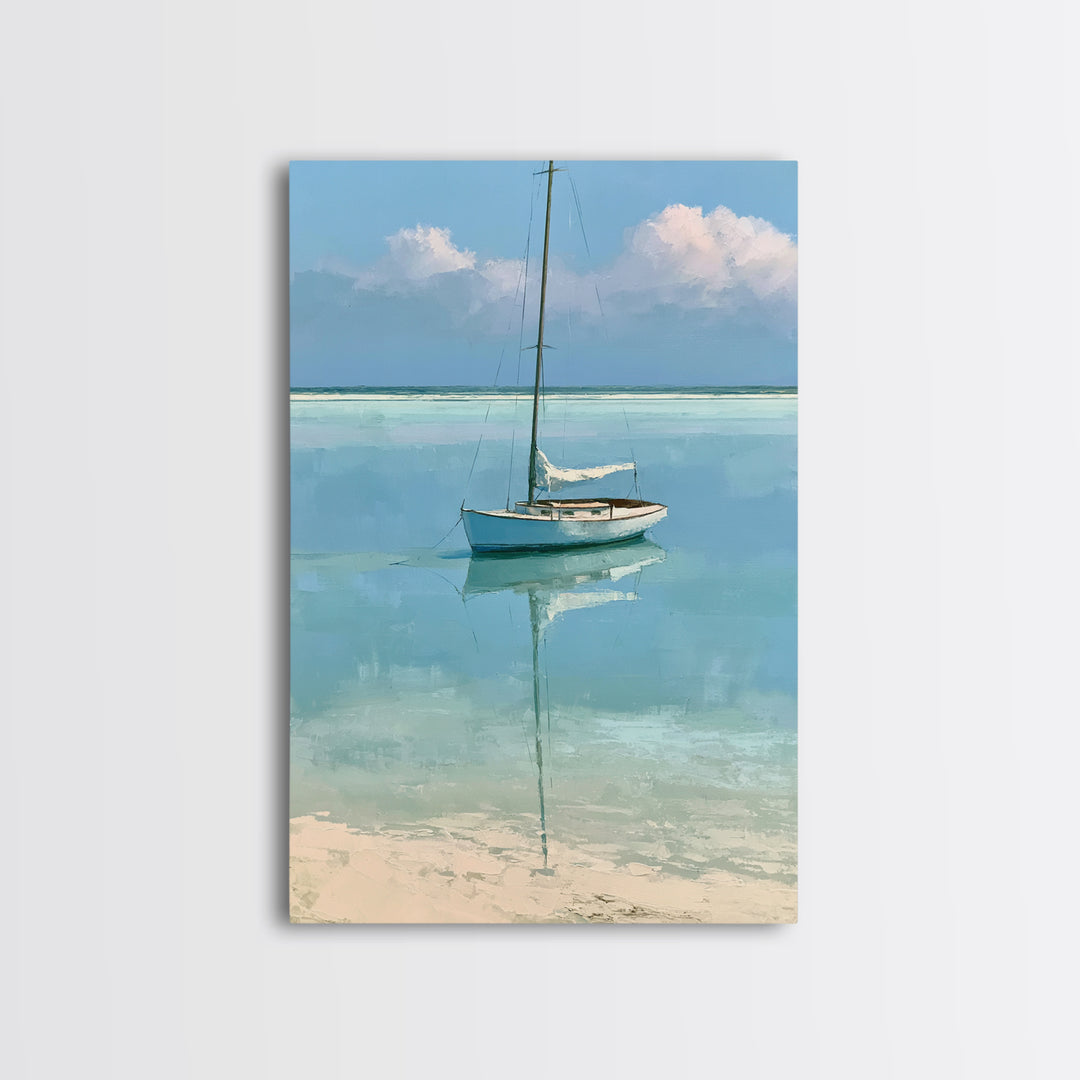 Quiet Sailboat on Glassy Water Canvas Print, Seascape Art, Canvas Print, Coastal Decor, Fine Art, Seascape, Fine Art Print, SEA-2x3-16