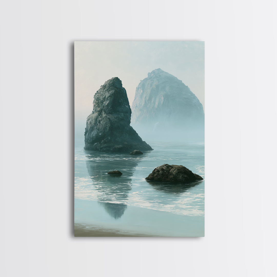 Sea Stack Rocks Framed Canvas Print, Seascape Art, Watercolor Art, Coastal Decor, Fine Art, Seascape, Textured Painting, SEA-2x3-3