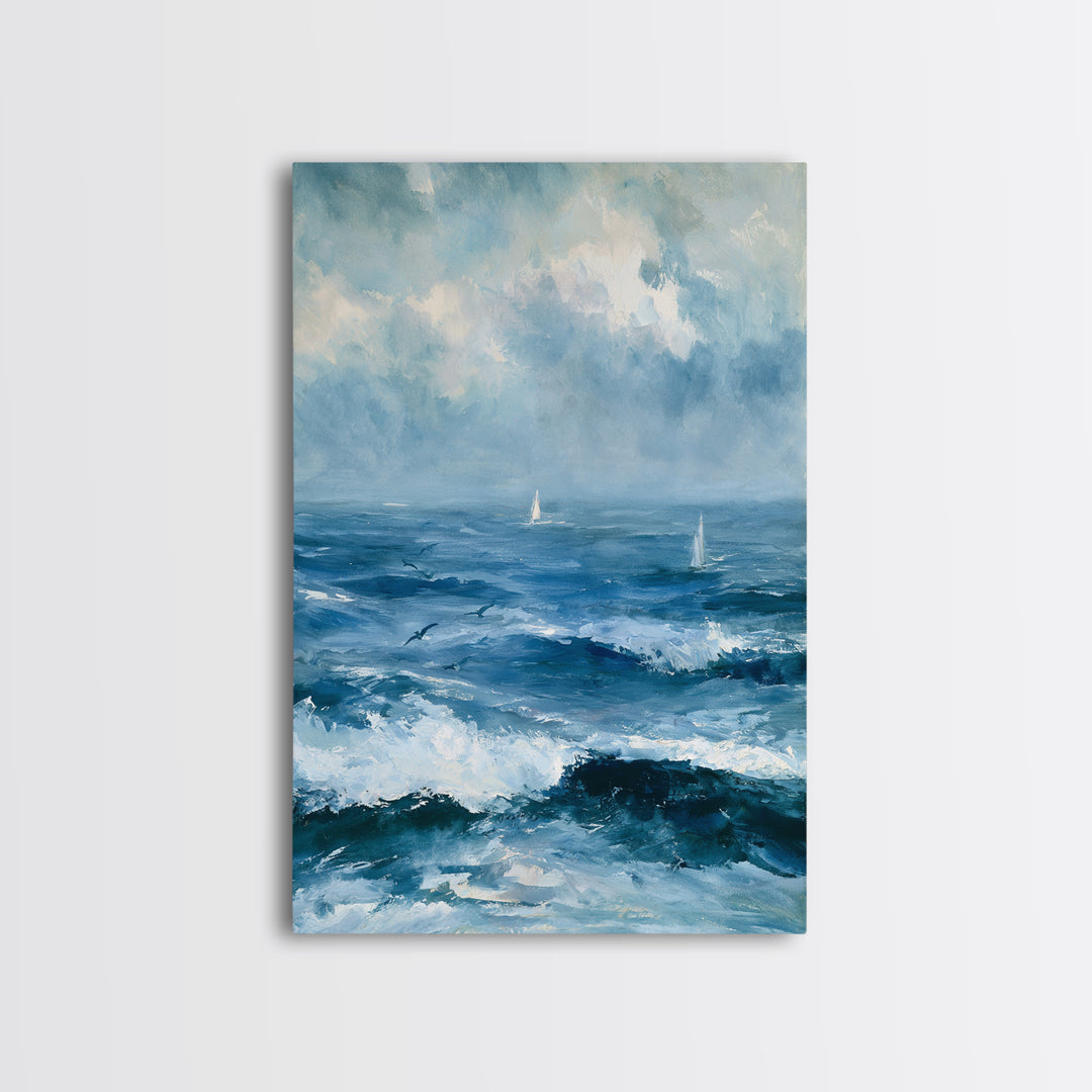 Whitecaps Rolling under Storm Light Canvas Print, Seascape Art, Printable Wall Art, Coastal Decor, Fine Art, Seascape, SEA-2x3-45