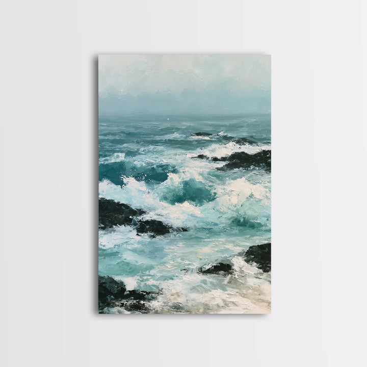 Storm Waves Crashing Canvas Print, Seascape Art, Bedroom Decor, Coastal Decor, Oil Painting, Seascape, Coastal Wall Art, SEA-2x3-57