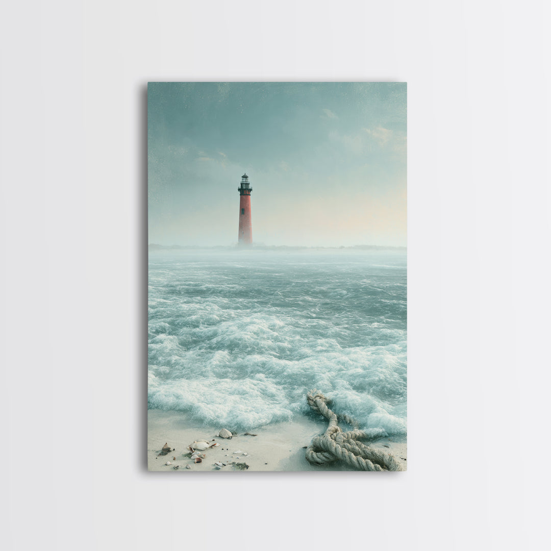 Dramatic Lighthouse in Distant Spray Canvas Print, Seascape Art, Original Painting, Coastal Decor, Abstract Art, Seascape, SEA-2x3-62