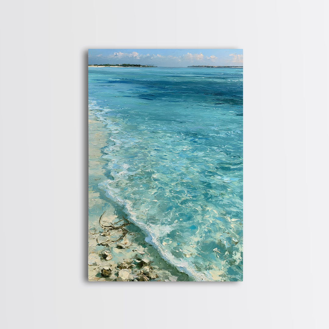 Tropical Lagoon with Transparent Shallows Canvas Print, Seascape Art, Home Decor, Coastal Decor, Oil Painting, Seascape, SEA-2x3-66