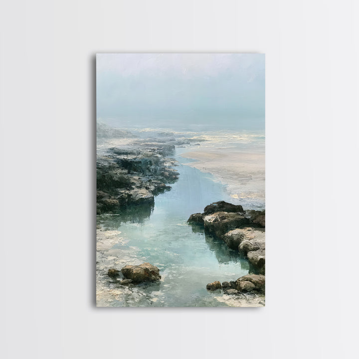 Rocky Tidepool with Reflections Canvas Print, Seascape Art, Printable Art, Coastal Decor, Fine Art, Seascape, Beach Decor, SEA-2x3-91
