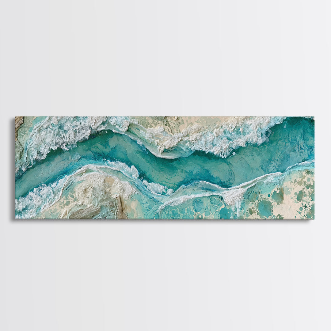 Aerial Reef Water Canvas Print, Seascape Art, Gallery Decor, Coastal Decor, Fine Art, Seascape, Contemporary Art, Wall Art, SEA-3x1-40