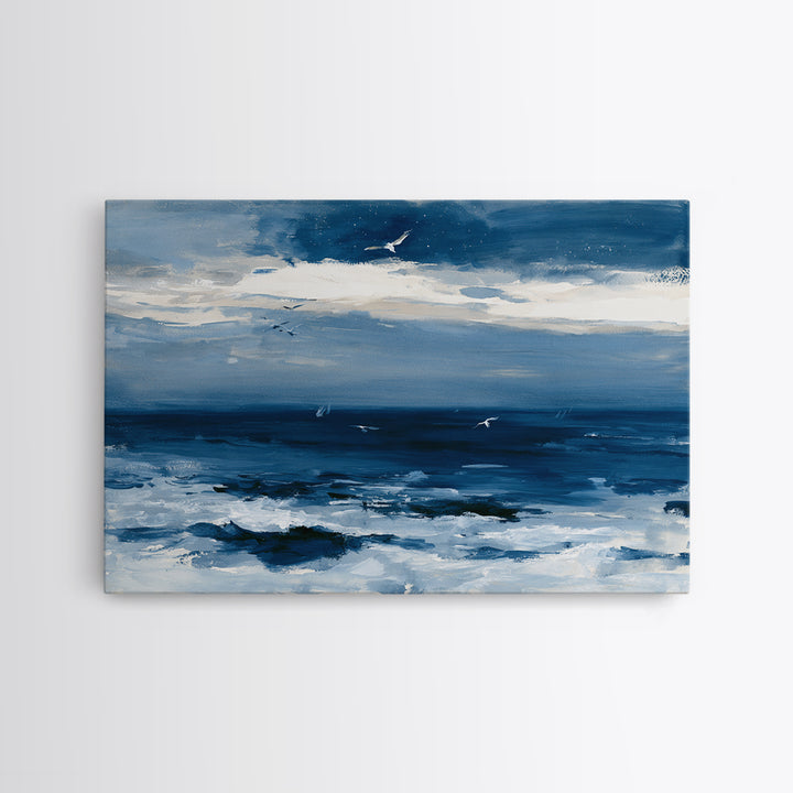 Deep Indigo Night Sea Canvas Print, Seascape Art, Abstract Art, Coastal Decor, Seascape, Nautical Decor, Coastal Wall Art, SEA-3x2-1