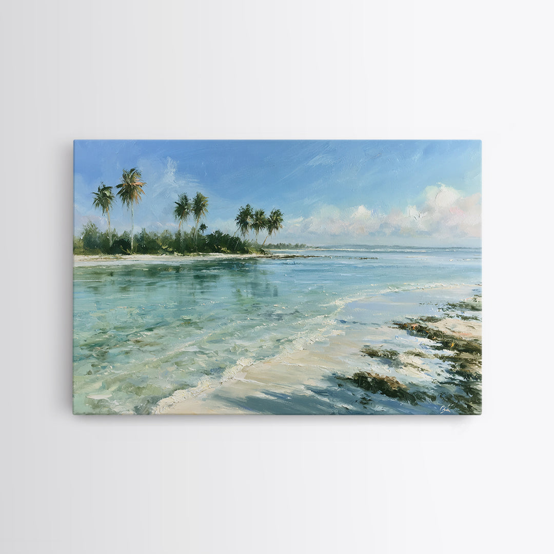 Tropical Lagoon with Transparent Shallows Canvas Print, Seascape Art, Abstract Art, Coastal Decor, Fine Art, Seascape, SEA-3x2-38