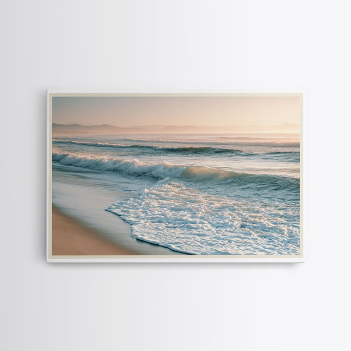 Mediterranean Harbor at Dawn Framed Canvas Print, Seascape Art, Digital Print, Coastal Decor, Oil Painting, Seascape, SEA-3x2-74