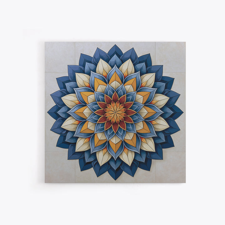 Mandala Lotus with Precise Radial Symmetry Canvas Print, Sacred Geometry Art, Sacred Geometry, Living Room Decor, Geometry, SGA-1x1-26
