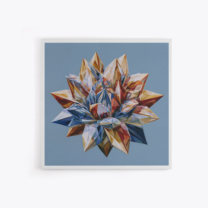 Crystal Lotus Arrangement Framed Canvas Print, Sacred Geometry Art, Living Room Decor, Fine Art, Geometry, Mandala Wall Art, SGA-1x1-44