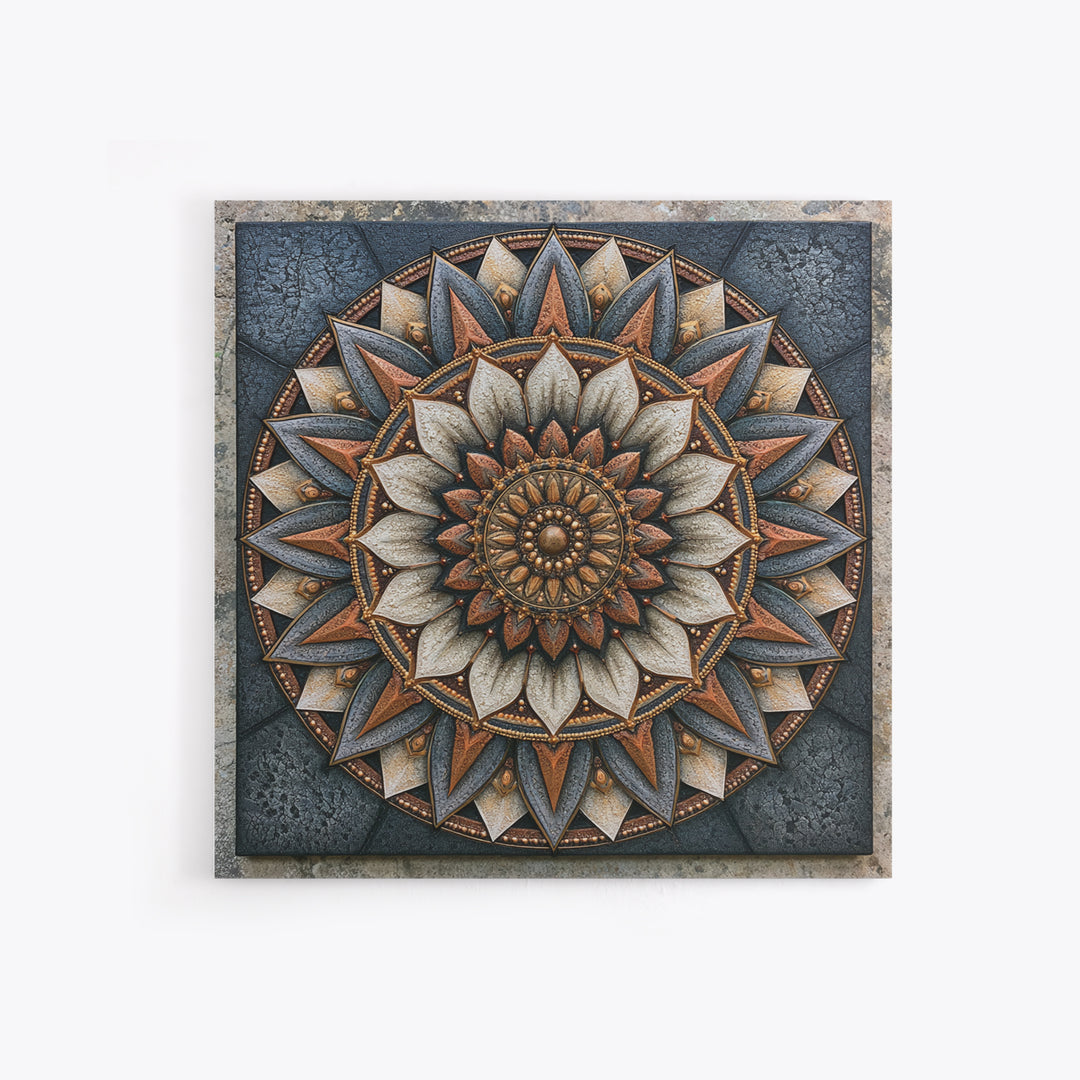 Mandala Lotus with Precise Radial Symmetry Canvas Print, Sacred Geometry Art, Sacred Geometry, Living Room Decor, Geometry, SGA-1x1-50