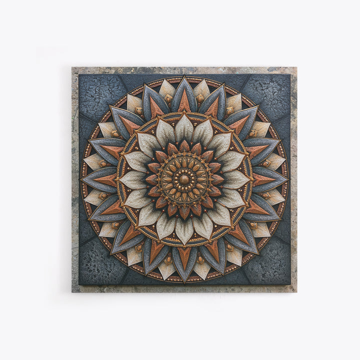 Mandala Lotus with Precise Radial Symmetry Canvas Print, Sacred Geometry Art, Sacred Geometry, Living Room Decor, Geometry, SGA-1x1-50