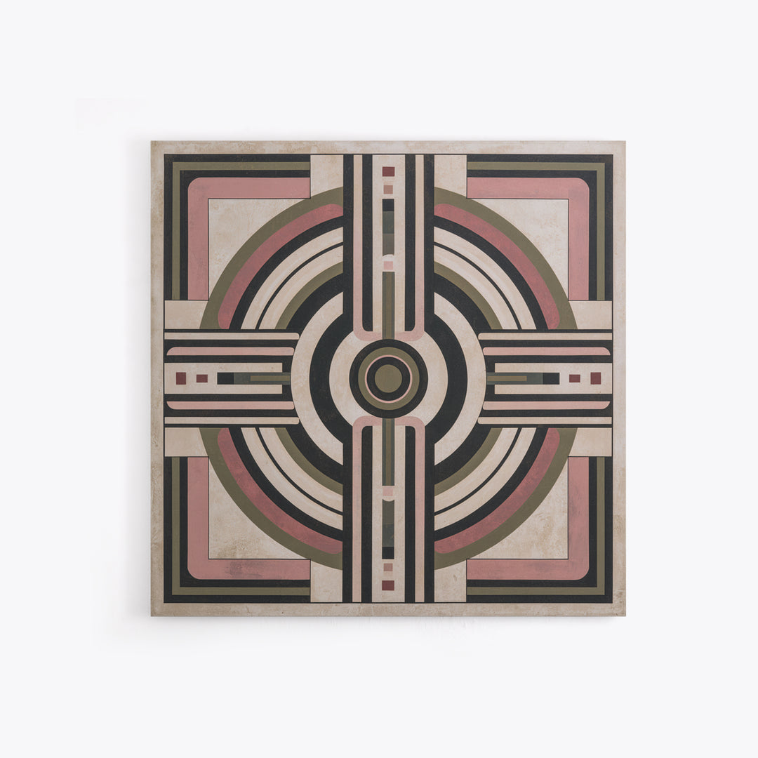 Abstract Temple Plan Made from Sacred Lines Framed Canvas Print, Sacred Geometry Art, Decorations, Living Room Decor, Geometry, SGA-1x1-61