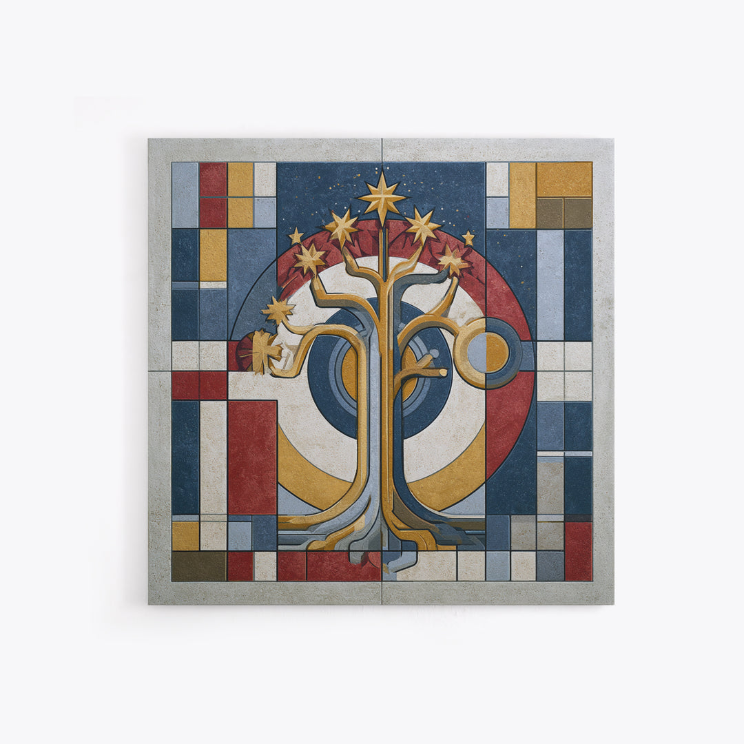 Geometric Tree of Life Framed Canvas Print, Sacred Geometry Art, Decorations, Living Room Decor, Geometry, Minimalist Decor, SGA-1x1-63