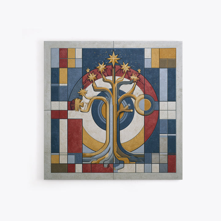 Geometric Tree of Life Framed Canvas Print, Sacred Geometry Art, Decorations, Living Room Decor, Geometry, Minimalist Decor, SGA-1x1-63