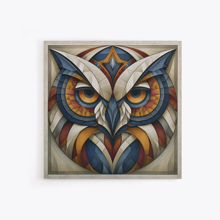 Sacred Owl Formed from Symmetrical Linework Canvas Print, Sacred Geometry Art, Rustic Home Decor, Living Room Decor, Geometry, SGA-1x1-66
