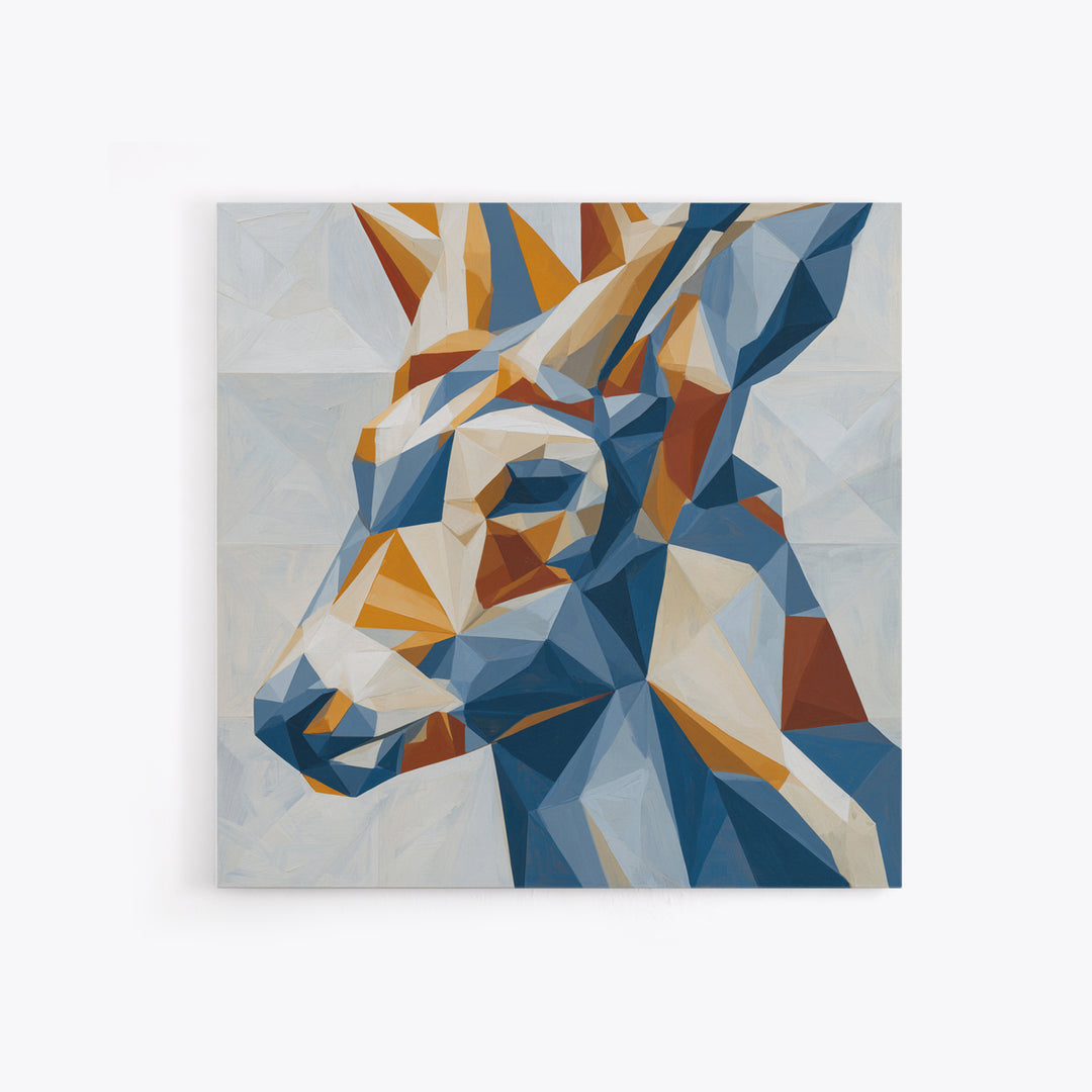 Sacred Deer Formed from Geometric Facets Framed Canvas Print, Sacred Geometry Art, Living Room Decor, Fine Art, Geometry, SGA-1x1-7