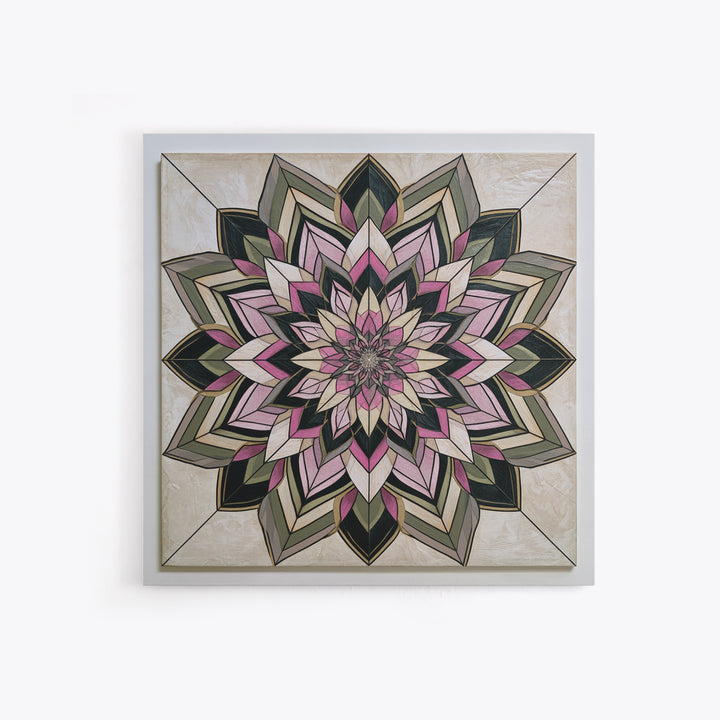 Mandala Lotus with Precise Radial Symmetry Framed Canvas Print, Sacred Geometry Art, Decorations, Living Room Decor, Geometry, SGA-1x1-74