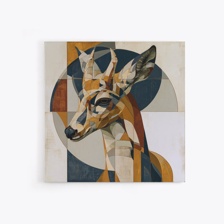 Sacred Deer Formed from Geometric Facets Framed Canvas Print, Sacred Geometry Art, Modern Decor, Living Room Decor, Geometry, SGA-1x1-79