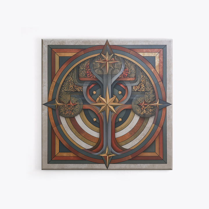 Geometric Tree of Life Canvas Print, Sacred Geometry Art, Statement Artwork, Living Room Decor, Abstract Art, Geometry, SGA-1x1-87