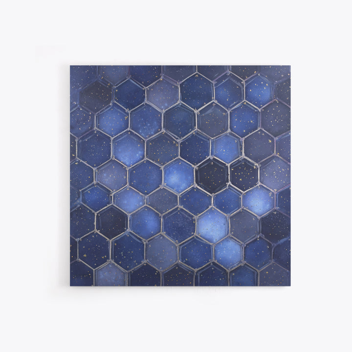 Hexagon Honeycomb Pattern Framed Canvas Print, Sacred Geometry Art, Textured Painting, Living Room Decor, Fine Art, Geometry, SGA-1x1-88