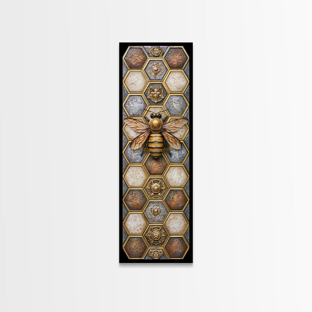 Hexagon Honeycomb Pattern Canvas Print, Sacred Geometry Art, Room Decor, Living Room Decor, Fine Art, Geometry, Large Wall Art, SGA-1x3-28