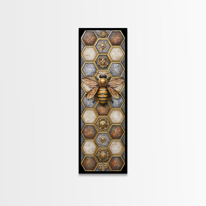 Hexagon Honeycomb Pattern Canvas Print, Sacred Geometry Art, Room Decor, Living Room Decor, Fine Art, Geometry, Large Wall Art, SGA-1x3-28