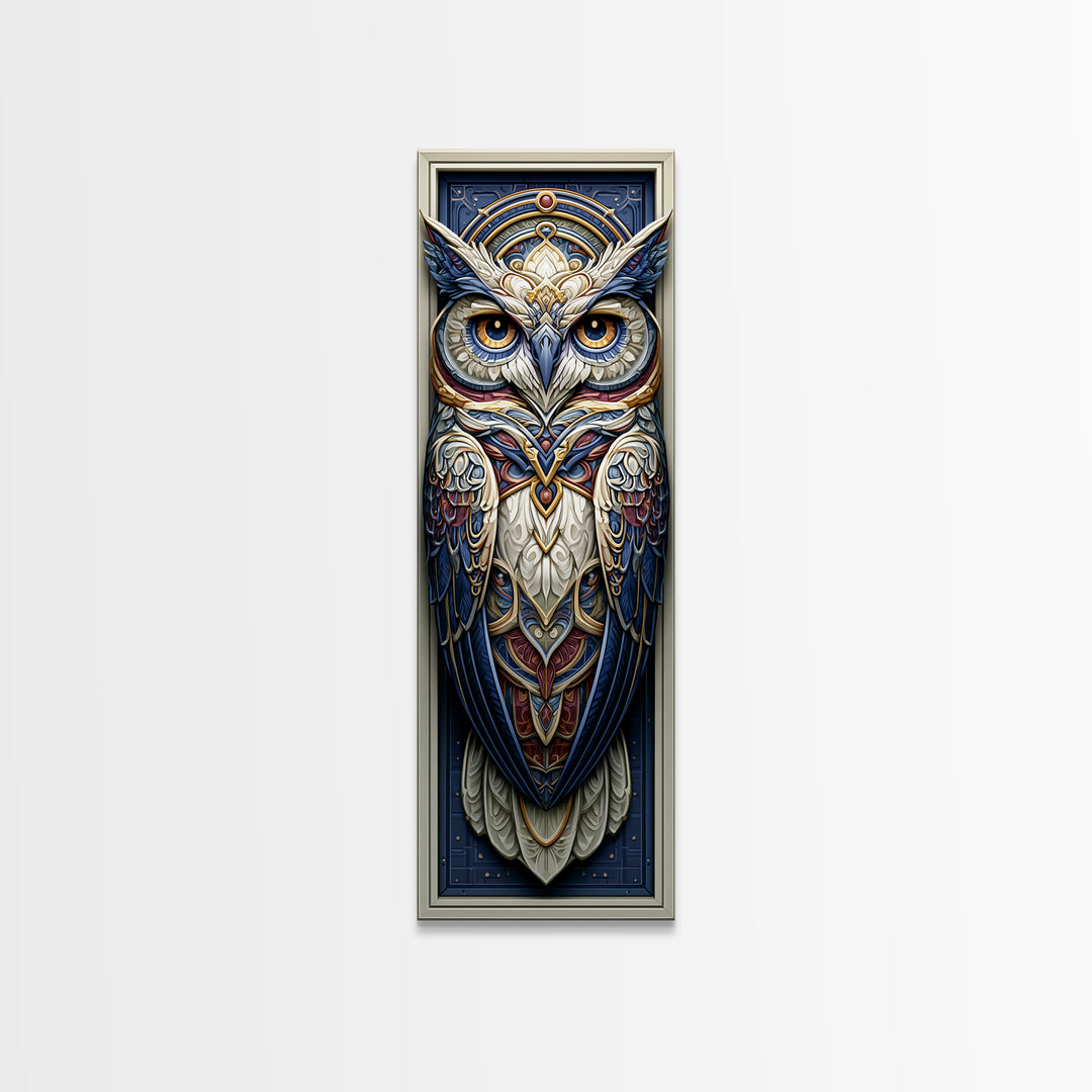 Sacred Owl Formed from Symmetrical Linework Canvas Print, Sacred Geometry Art, Sacred Geometry, Living Room Decor, Geometry, SGA-1x3-54