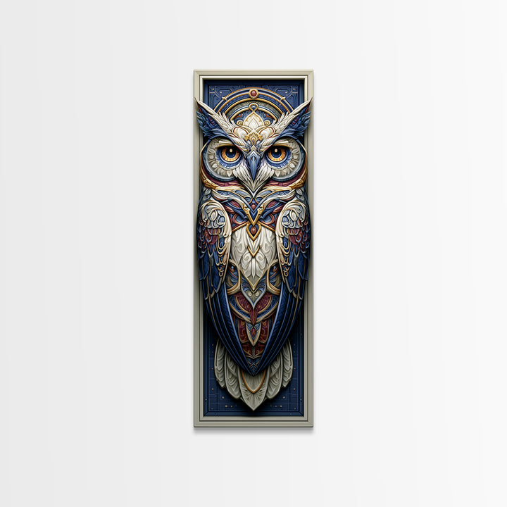 Sacred Owl Formed from Symmetrical Linework Canvas Print, Sacred Geometry Art, Sacred Geometry, Living Room Decor, Geometry, SGA-1x3-54