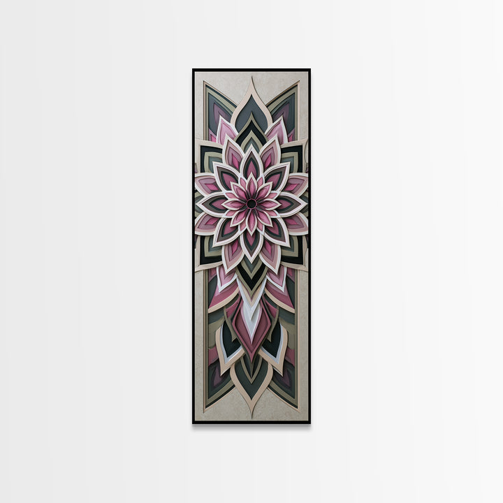 Mandala Lotus with Precise Radial Symmetry Canvas Print, Sacred Geometry Art, Gallery Decor, Living Room Decor, Geometry, SGA-1x3-62