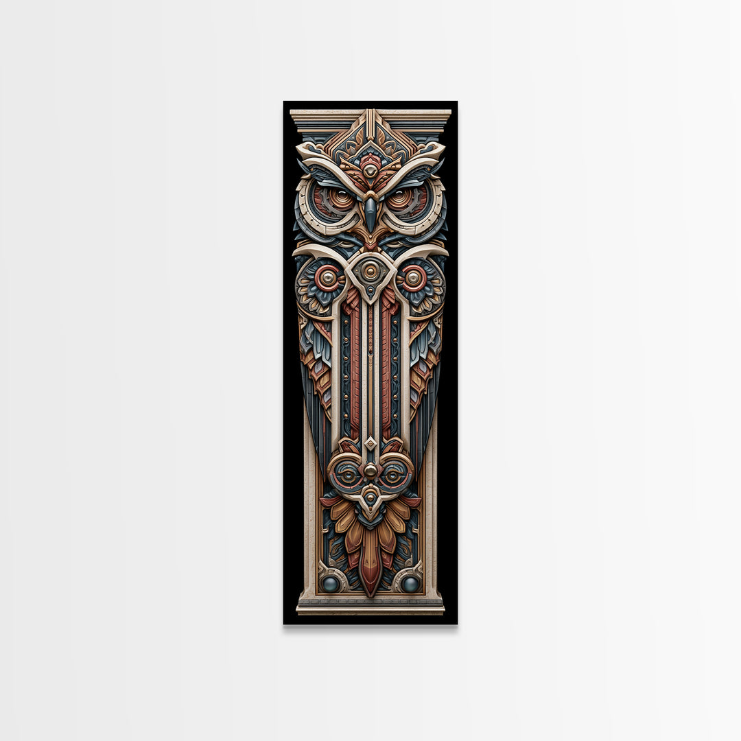 Sacred Owl Formed from Symmetrical Linework Canvas Print, Sacred Geometry Art, Decorations, Living Room Decor, Abstract Art, SGA-1x3-78